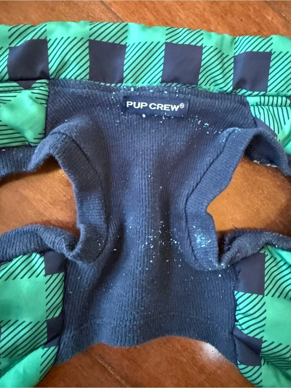 Pup Crew Dog Green & Navy Buffalo Plaid Jacket, size Small
